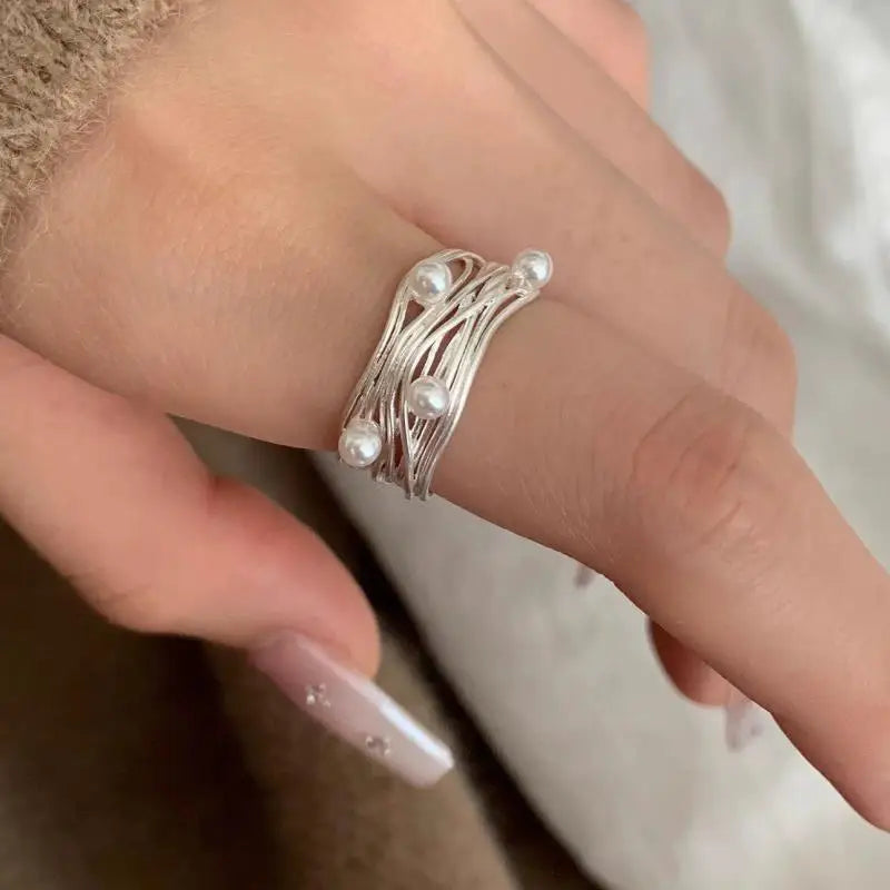 925 Sterling Silver Flower Geometry Ring For Women Girl Hollow Out Zircon Grace Wide Jewelry Gift Dropshipping