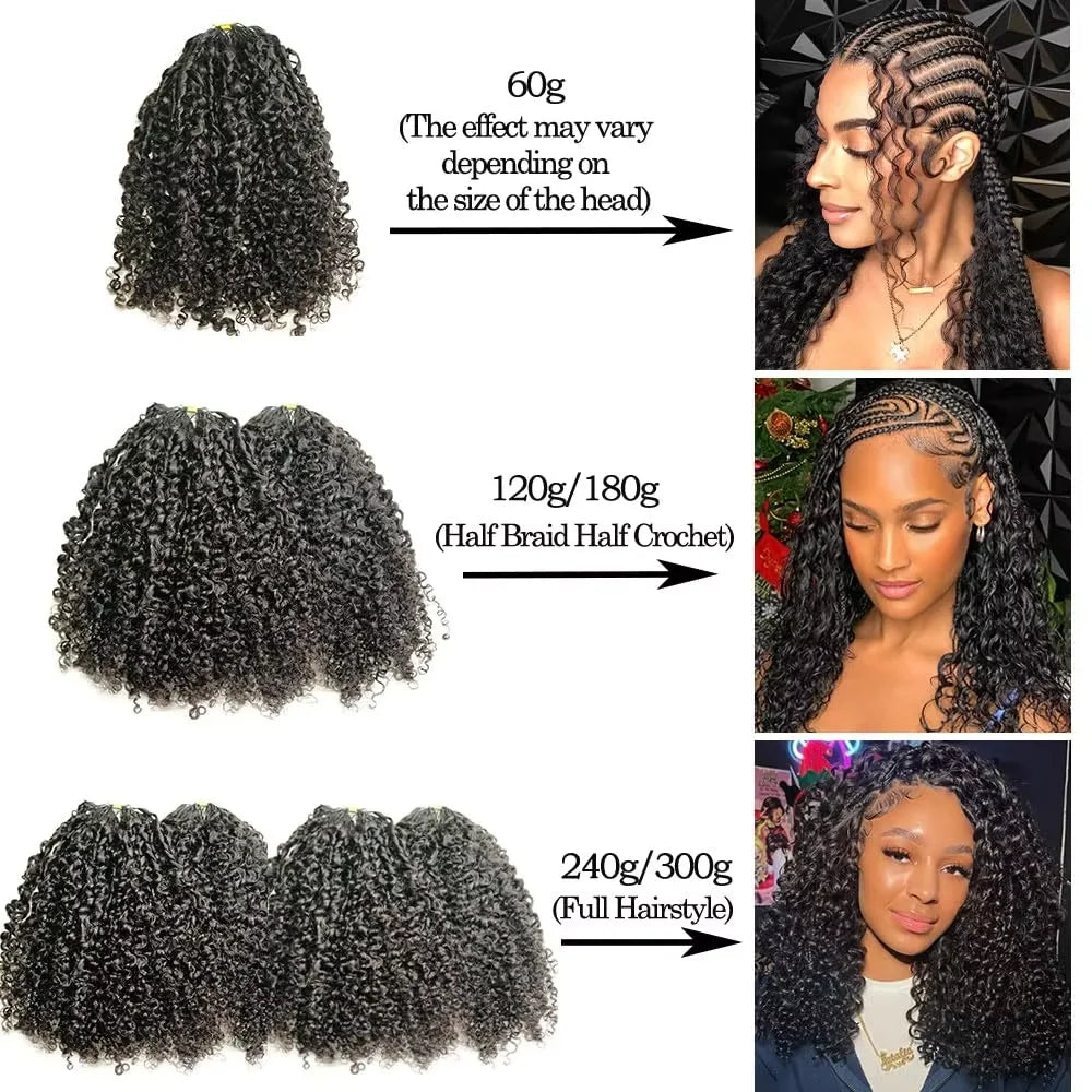 16A Burmese Curly Crochet Human Hair Knotless Pre-Separated Crochet Feather Hair Extensions Curly Human Hair