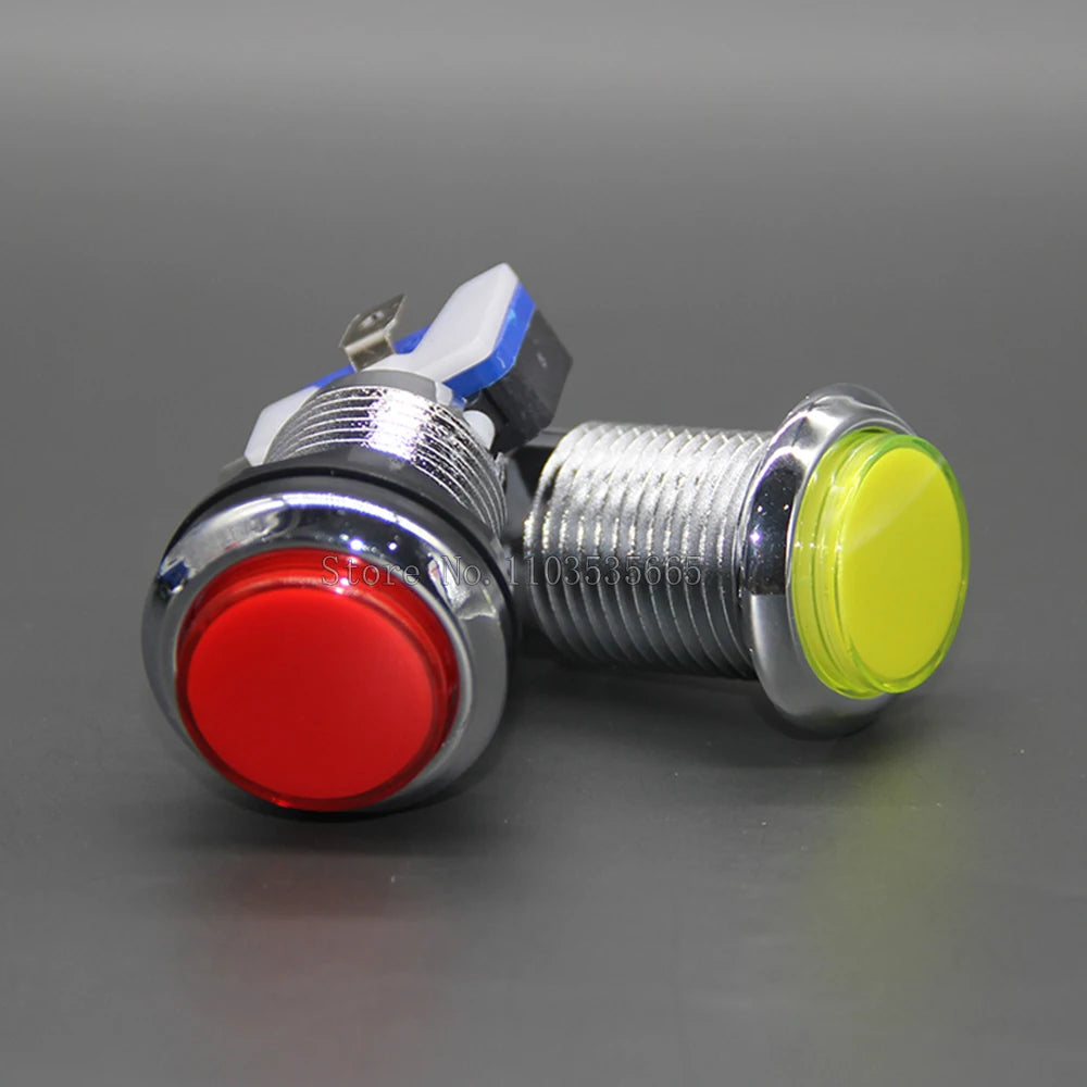 1PCS CHROME Plated illuminated arcade push button 5V 12v LED Arcade Start Push Button with microswitch for Arcade game DIY