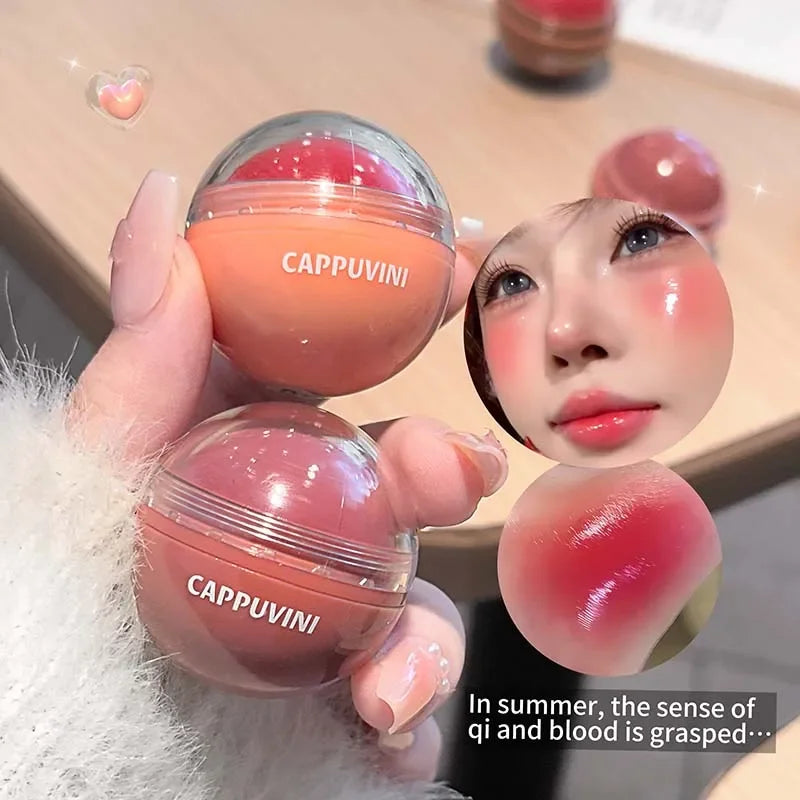 Cappuvini Juice Blush Ball Water Light Blusher Brightening Face Easy Color Multi-Use Blush Makeup Suitable for Lips and Cheeks
