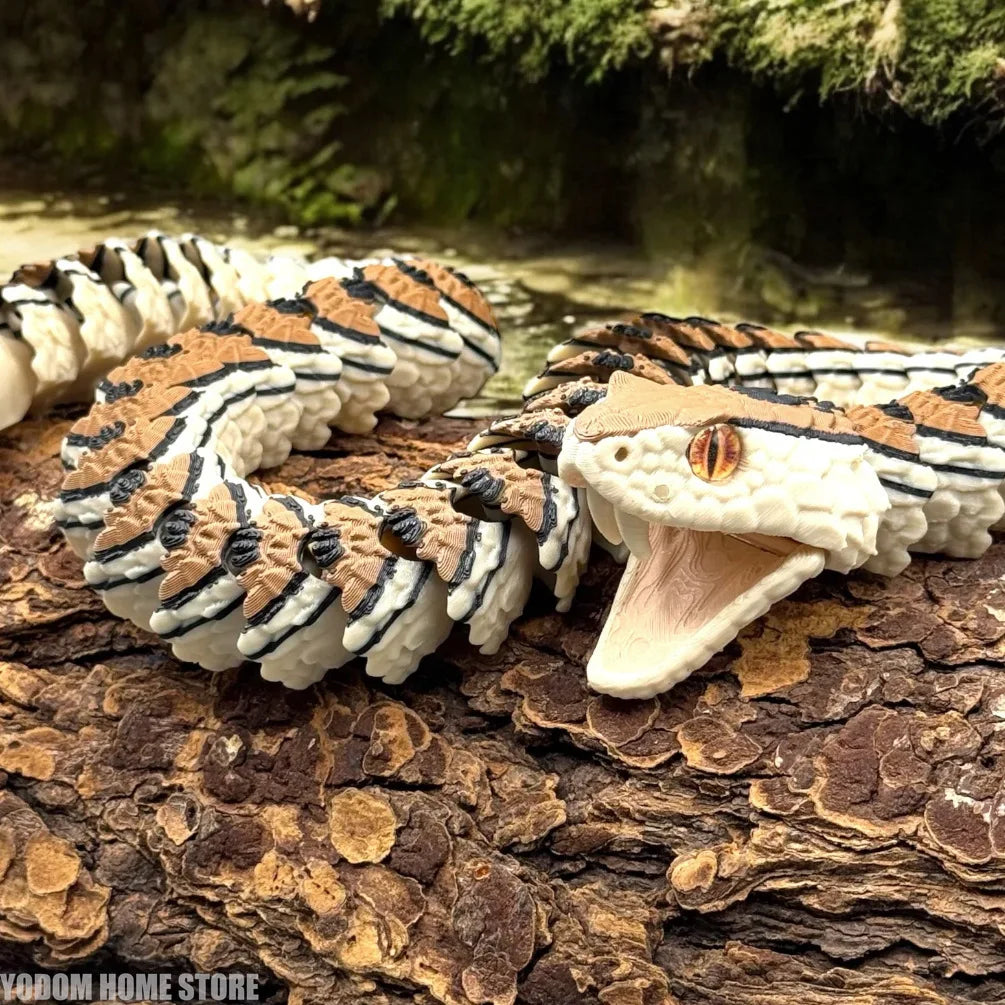3D Printed Rattlesnake with Teeth Multi-jointed Movable Home Decor Kids Halloween Scare Desk Accessory Delicate Design