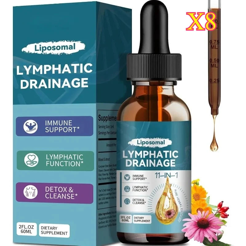 Lymphatic Drainage Support Drops with Elderberry Echinacea Burdock & Dandelion for Fluid Balance Detox & Circulation 2 Fl Oz