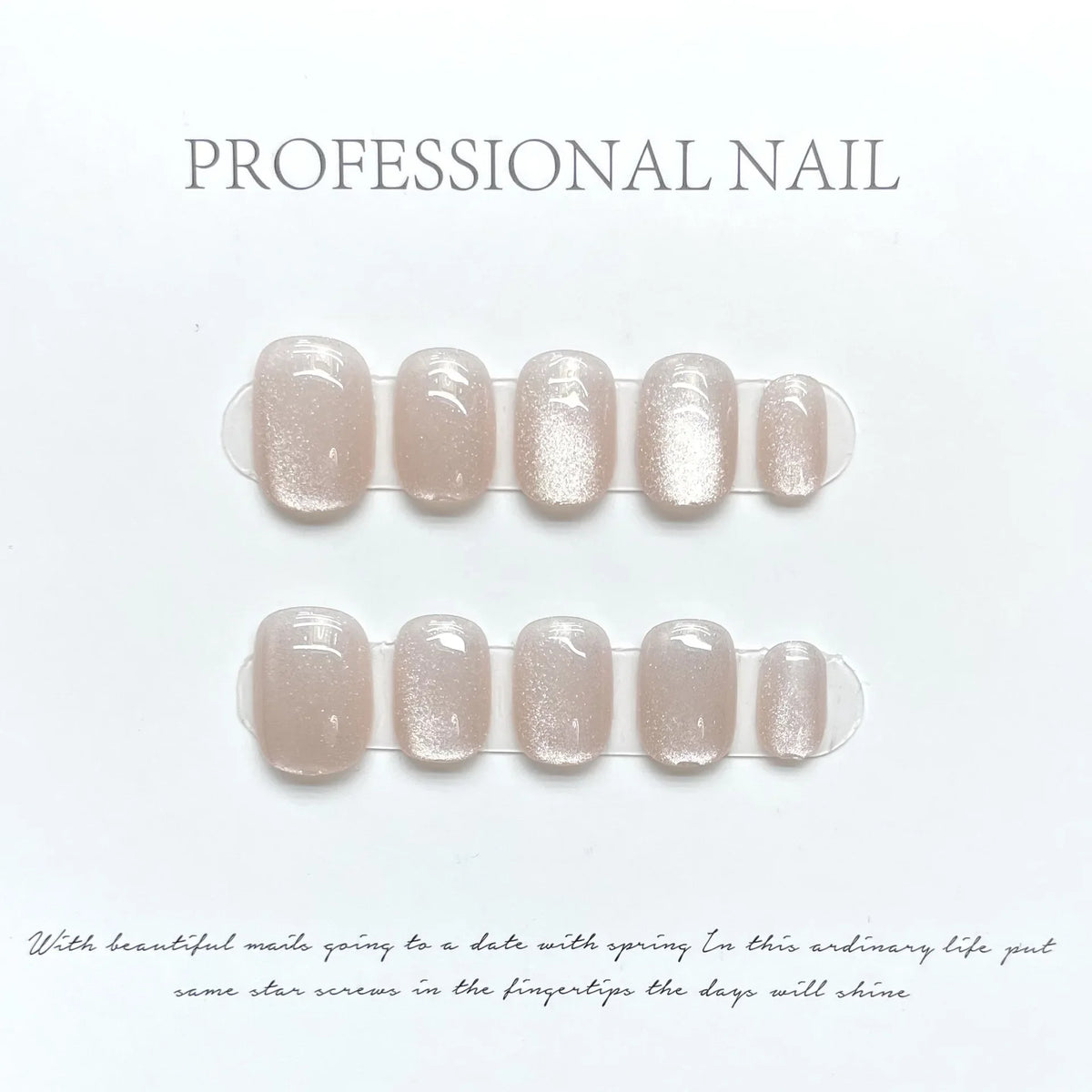 10Pcs Cat Eye Handmade Press On Nails Full Cover Pure Design Glitter Square Head Coffin False Nails Manicure Wearable Nail Tips