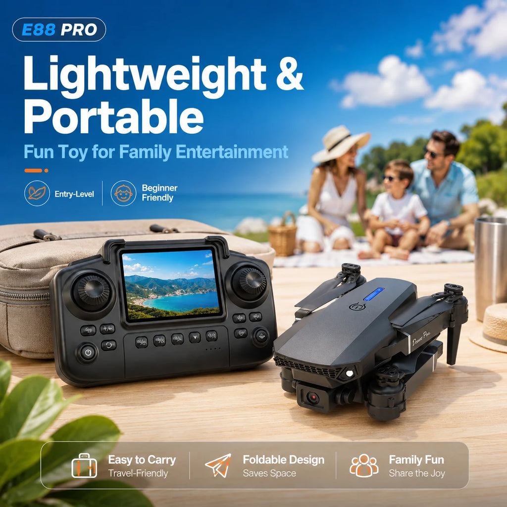 ZNLYRION Foldable FPV Drone with Screen Remote 480P Dual Camera Altitude Hold Headless Model LED Night Light