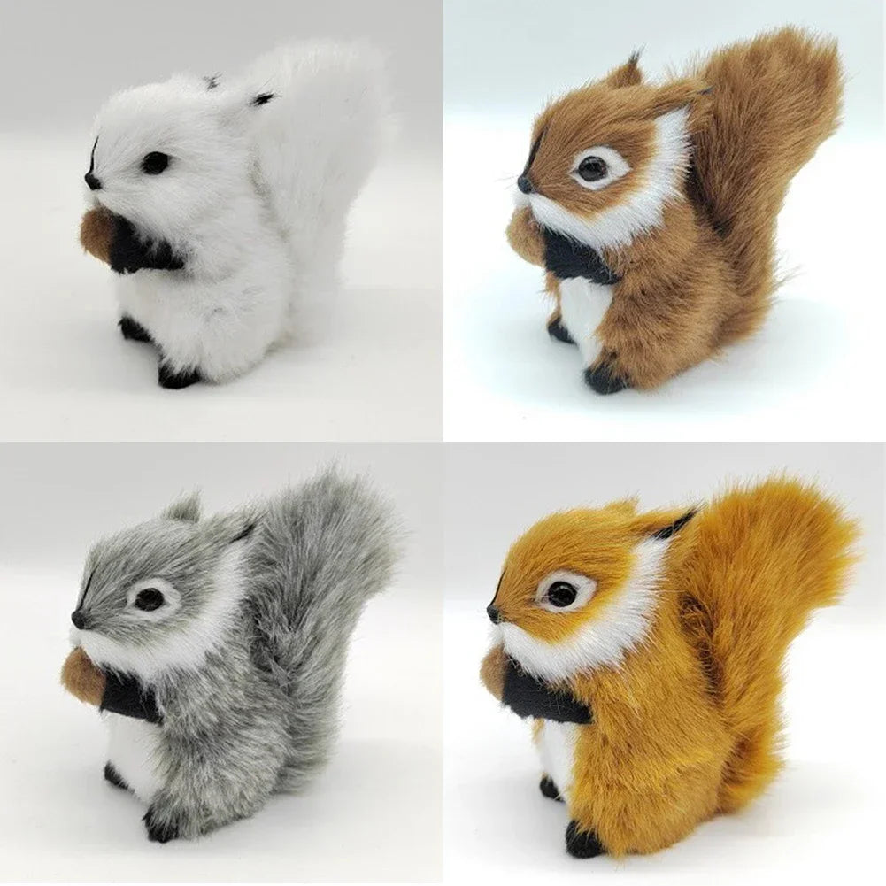 1Pc Mini Artificial Squirrel Figurines Miniatures Plush Simulation Squirrel Ornaments Fake Animal Christmas Table Decorations