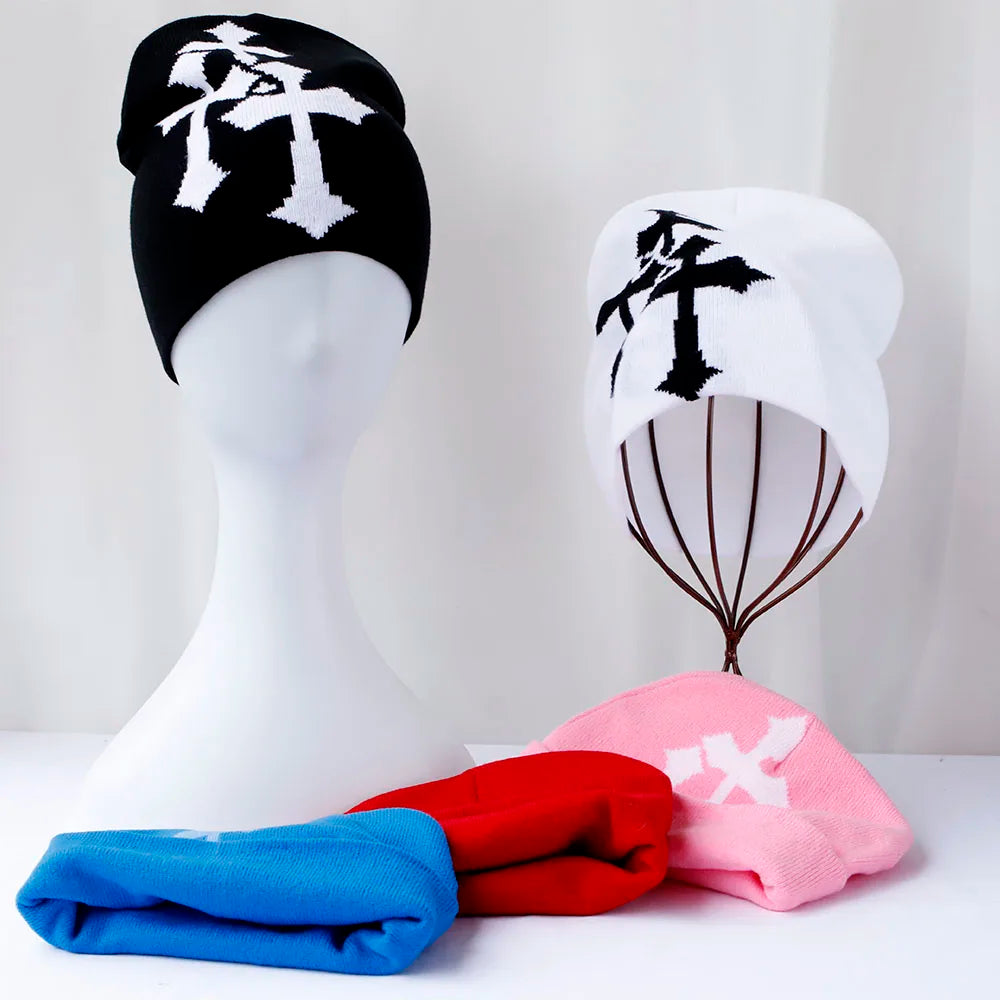 New Cartoon cross Beanies Hat Men Winter Autunm Warm Knitted Bonnet Cap Soft Wool Skullies Beanies Caps Boys Gifts