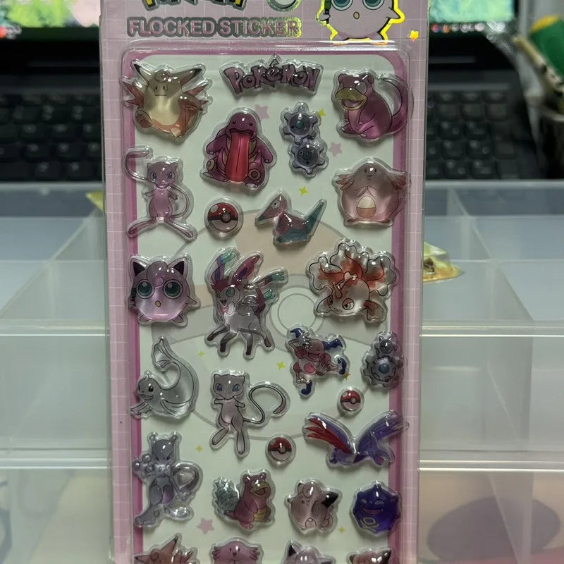 4-20pcs 3d Crystal Pokemon Stickers Kawaii Solid Relief Stickers Diy Diary Scrapbook Decor Supplies New Arrival Student Statione