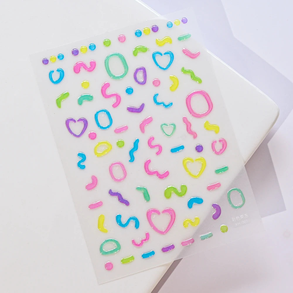 1Sheet Korean White Cloud Blue Nail Art Sticker 3D Star Moon Decal Pure Twilight Self-adhesive Manicure Slider Accessories RE#53