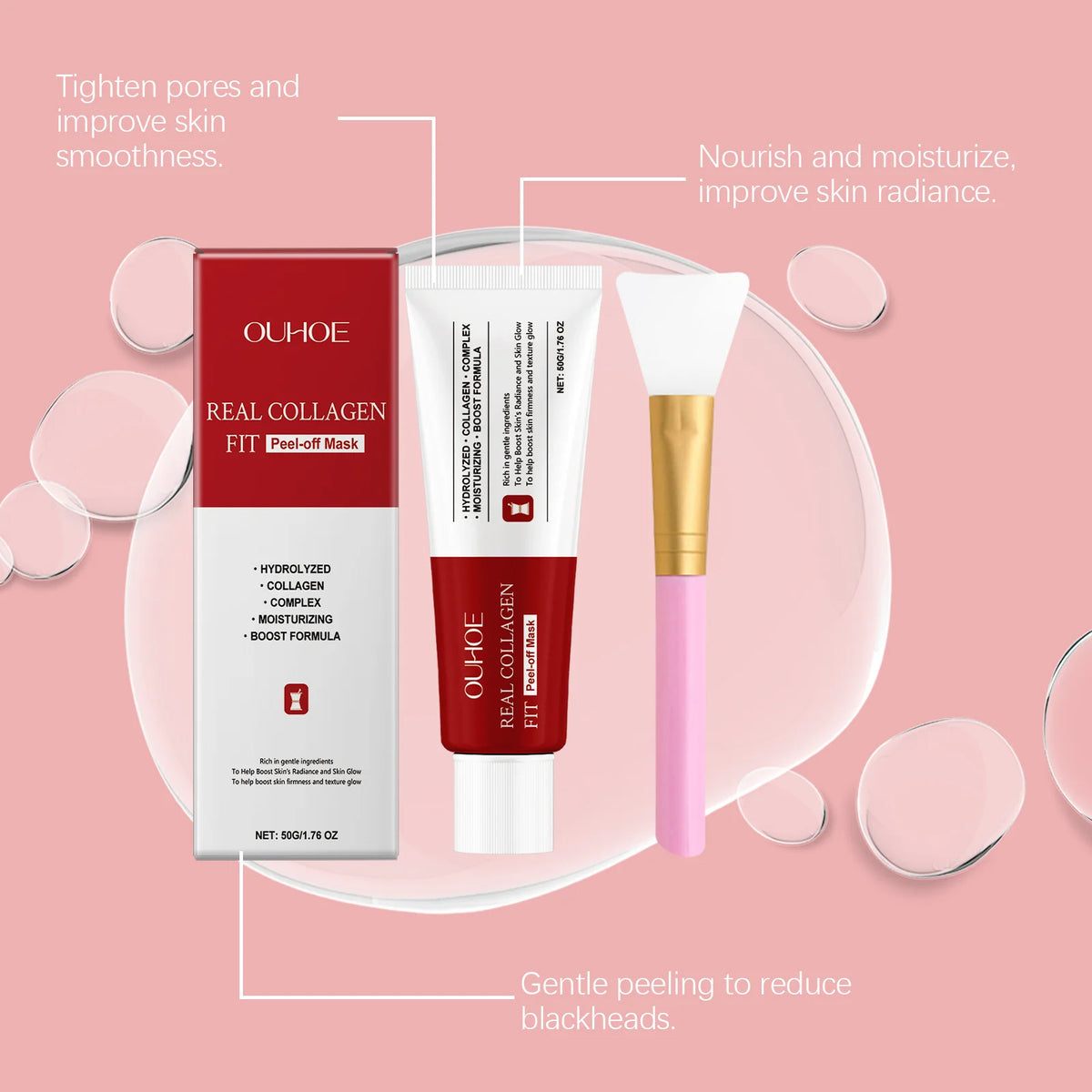 Collagen Peel off Mask Tighten Antioxidant Reduce Wrinkle Blackhead Soothe Exfoliate Moisturizing Lighten Facial Wrapping Cream