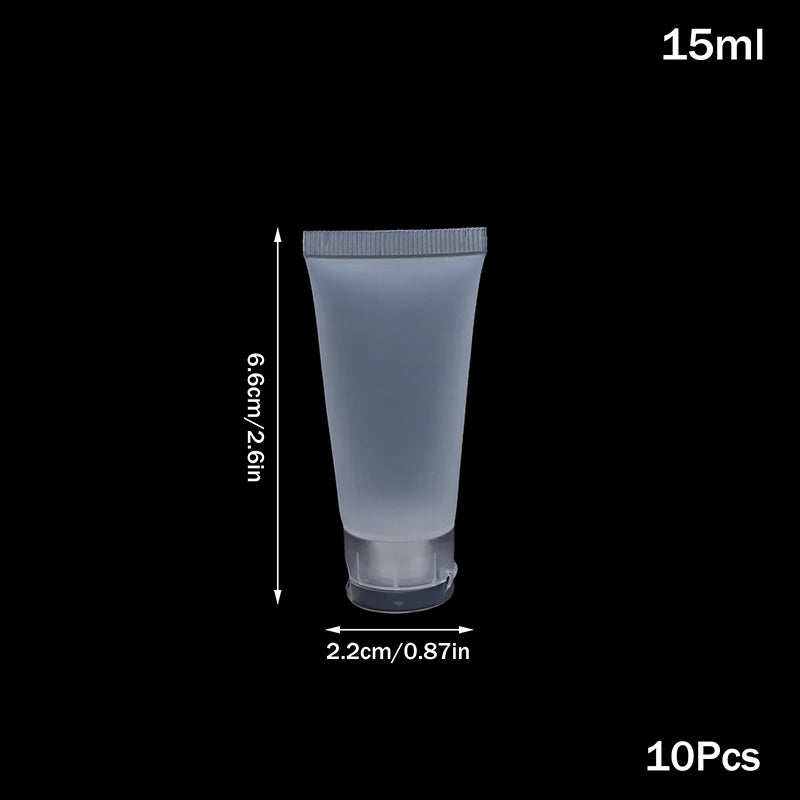 10Pcs Refillable Clear Squeeze Lotion Container Bottle Empty Matte Tube Travel Pack Cosmetic Cream Lotion Shampoo Bath Dispenser