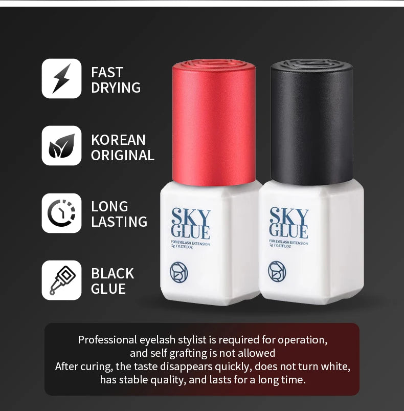 10 Bottles SKY S+ Glue Eyelash Extension 5ml Korea Original Black Red Cap False Lash Sky Adhesive Supplies Makeup Tools Colas