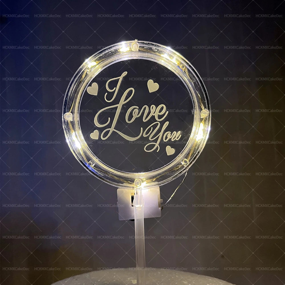 1pc Creative LED Valentine's Day Emit Light Cake Topper for Wedding Valentine's Day Party Cake Decoration Supplies