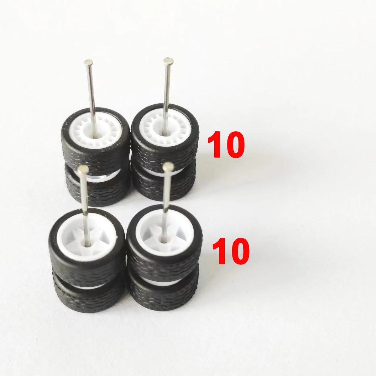20 Sets 1/64 Alloy Car Wheels w Rubber Tires Axles for 1:64 Mini Model Cars Matchbox Domeka HW