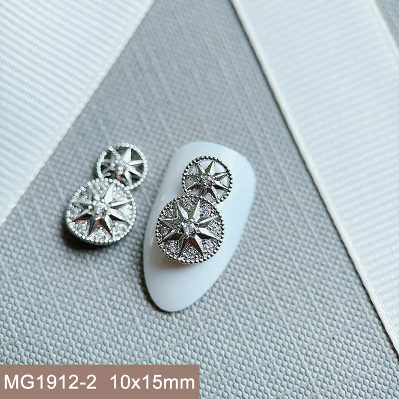 10pcs 3D Luxury Nail Art Charms Zircon Metal Star And Flower Decorations Starlight Jewelry Accessories for Manicure Supplies