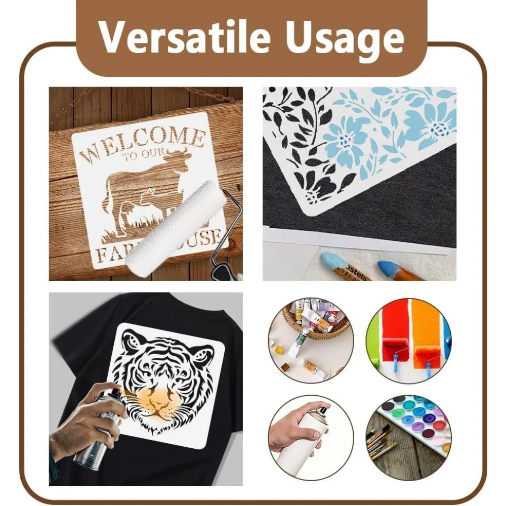 11.8"x11.8" Cherry Blossom Branch Wall Stencil Templates Nature Flower Reusable Plastic Stencils for Painting on Wood Floor