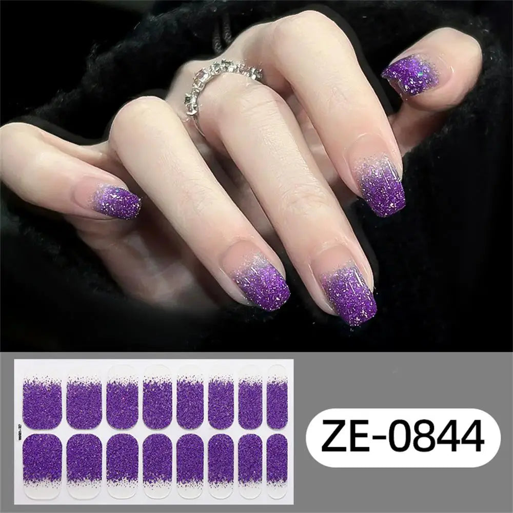 Gradient Galaxy Series Press-on Nails | 16-Piece Set of Removable Self-Adhesive Fake Nail Stickers | Valentine's Day Gift Idea