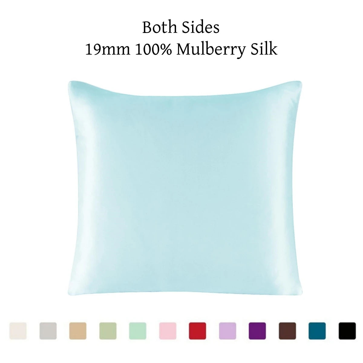 100% 19mm Mulberry Silk Zipper Pillowcase Cushion Pillow Case Cover Solid Multicolor