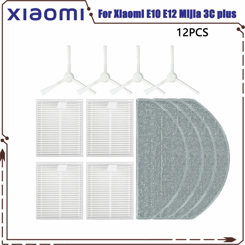 For Xiaomi Robot Vacuum E10 E12 E10C C103 Mijia 3C Plus / 3C Pro Spare Parts Accessories Main Side Brush Filter Mop