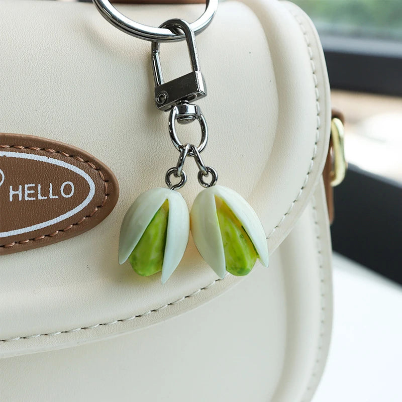 1:1 Pistachio Keychain Creative Food Series Personality Backpack Pendant for Women Men Cute Lady Pendant Trinket Simulation Food