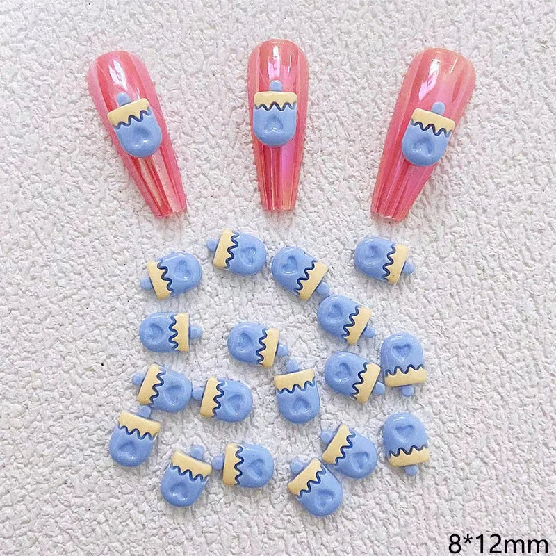 10pcs Cartoon Bunny Nail Art Charm 3D Candy Color Resin Cartoon Animal Lollipop Nail Decoration Korea Kawaii Nail Accessories