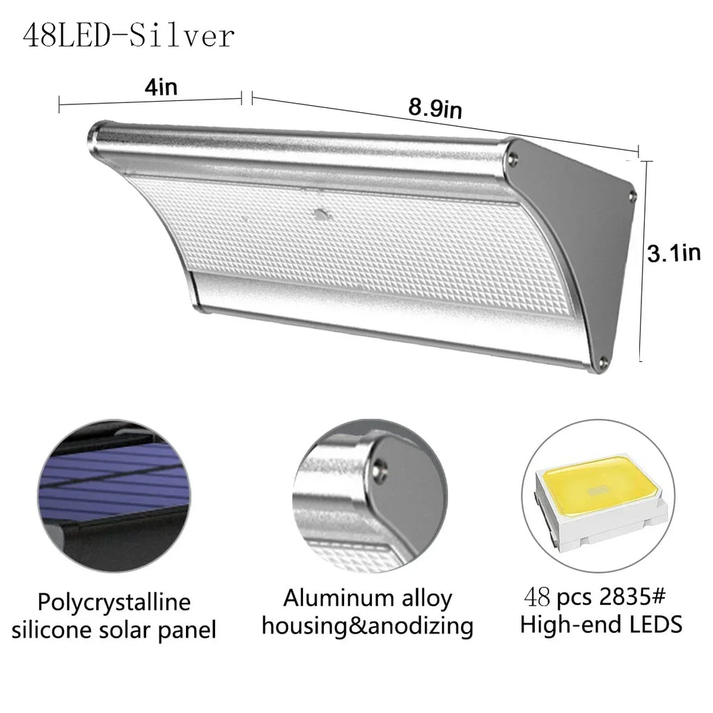 Outdoor Solar Wall LED Flood Lights with Radar Motion Sensor Waterproof Aluminum Shell Wall Lamp for Garden Lighting