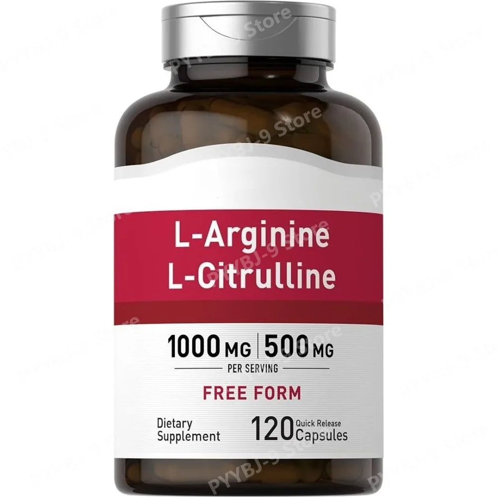 1500 Mg L‑Arginine & L‑Citrulline Per Serving, Free Form Amino Acid Complex for Men & Women, Non‑GMO, Gluten Free, 120 Capsules