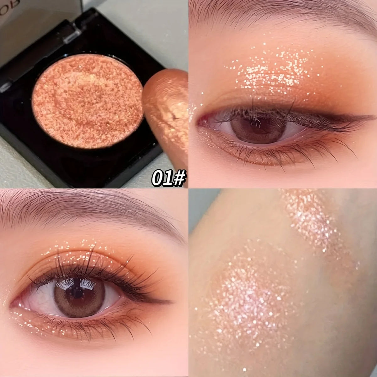 Herorange Pearl Eyeshadow Fine Shimmer Pigmented Non Clumping Brightening Highlight Beginner Friendly