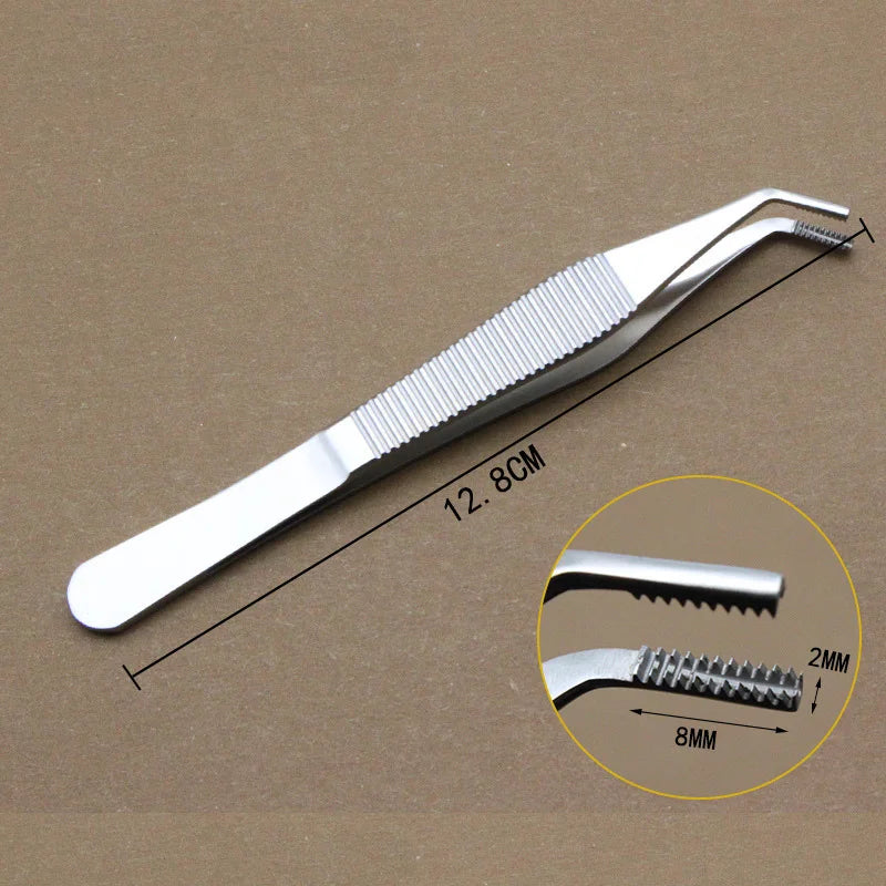 1pcs Ophthalmic Tweezers Tissue Forceps Stainless steel Teethed Platforms Forceps Surgical Instruments 120mm