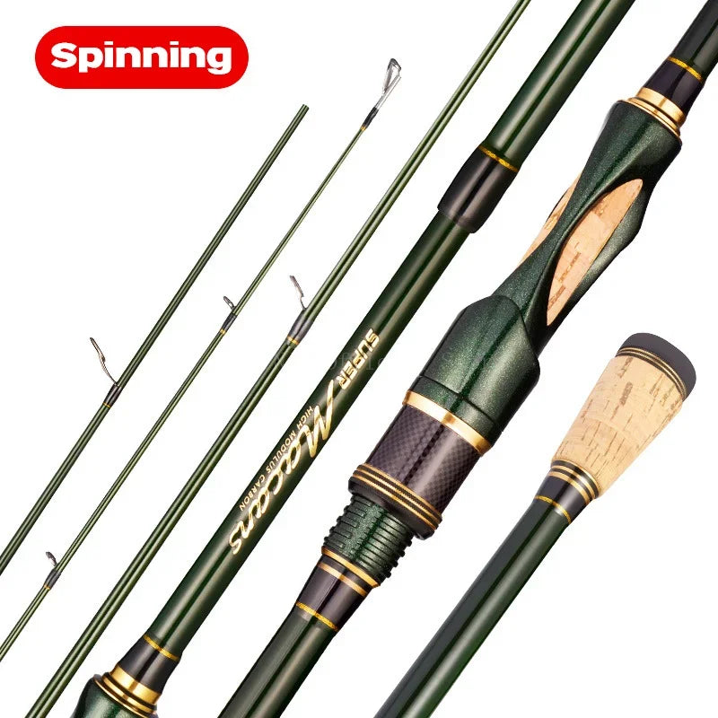 1.8-2.4m Spinning Casting Fishing Rod K Guide Ring 40T X Carbon L.W 4-21g M Power Lure Rod 4 Pieces Ultra Light 55cm Travel Rod
