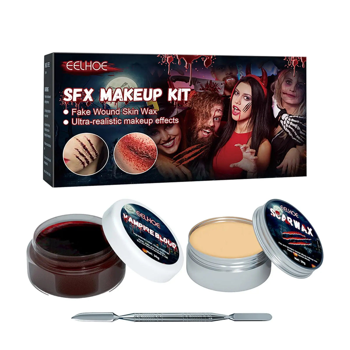 Horror Makeup Cosmetics Fake Blood Special Scar Effects Skin Wax Plasma Scar Body Paint Tool Cos Vampire Clown