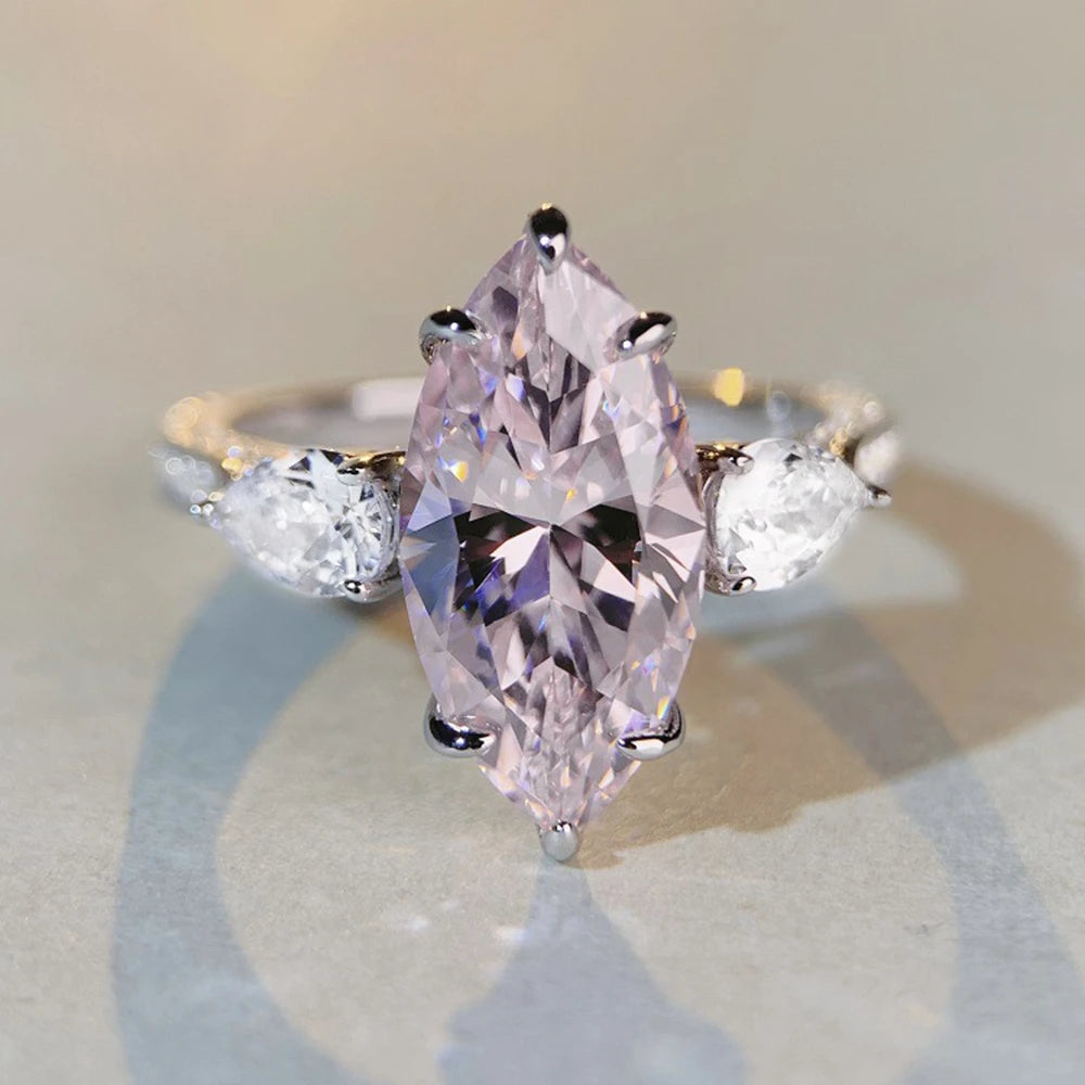 Wong Rain 18K Gold Plated 925 Sterling Silver Marquise Cut Lab Sapphire Citrine High Carbon Diamonds Fine Jewelry Ring Wholesale