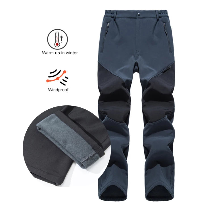 Men's Skiing Pants Hiking Fleece Lined Waterproof Winter Keep Warm Camping Trekking  Outdoor Work Hunting Trousers