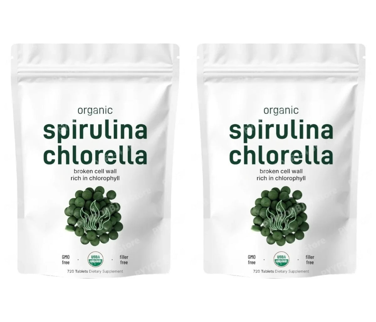 Organic Spirulina Chlorella Tablets 3000mg 720 Count Superfood Blend with Vegan Protein Energy Immunity Digestive Support