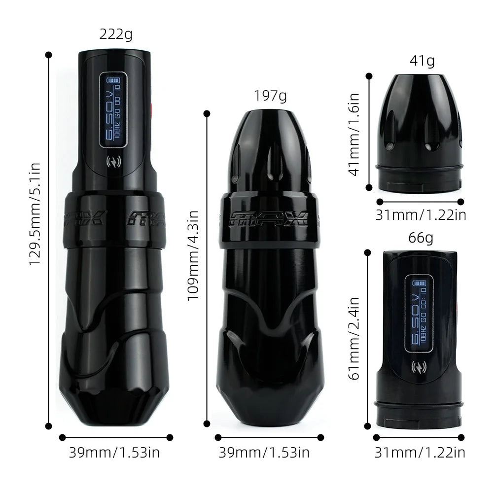 MAX Tattoo Machine Pen 4.0mm Stroke Professional Body Art Makeup Rechargeable LED Digital Display Battery Wireless Pen Machine