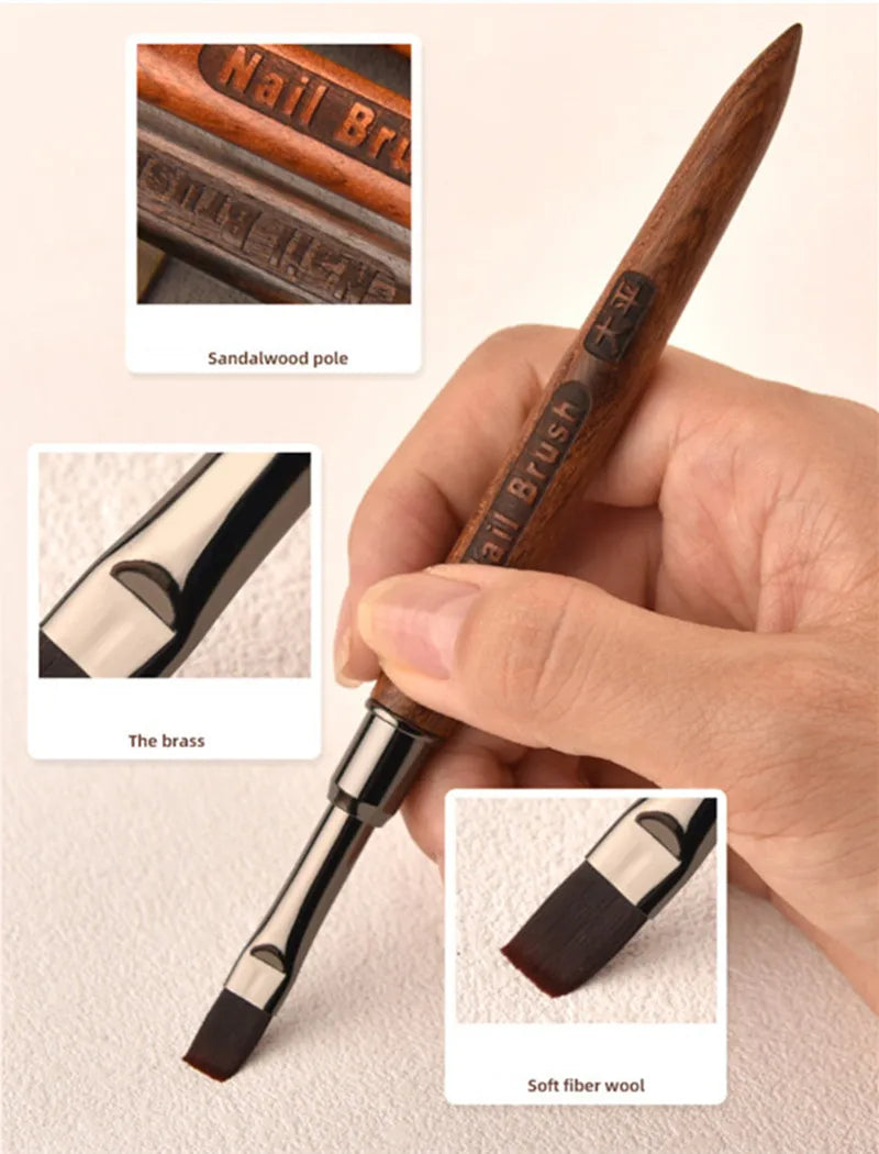 2PCS Sandalwood Handle Nail Drawing Brushes For Manicure Lines Painting Gradient UV GEL Extension Builder Drawing Pen