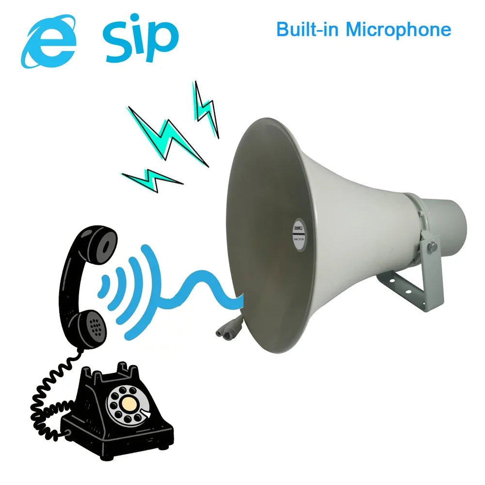 50W SIP Horn Speaker Trumpet Speaker Network Management Software Control Support ONVIF TCP UDP