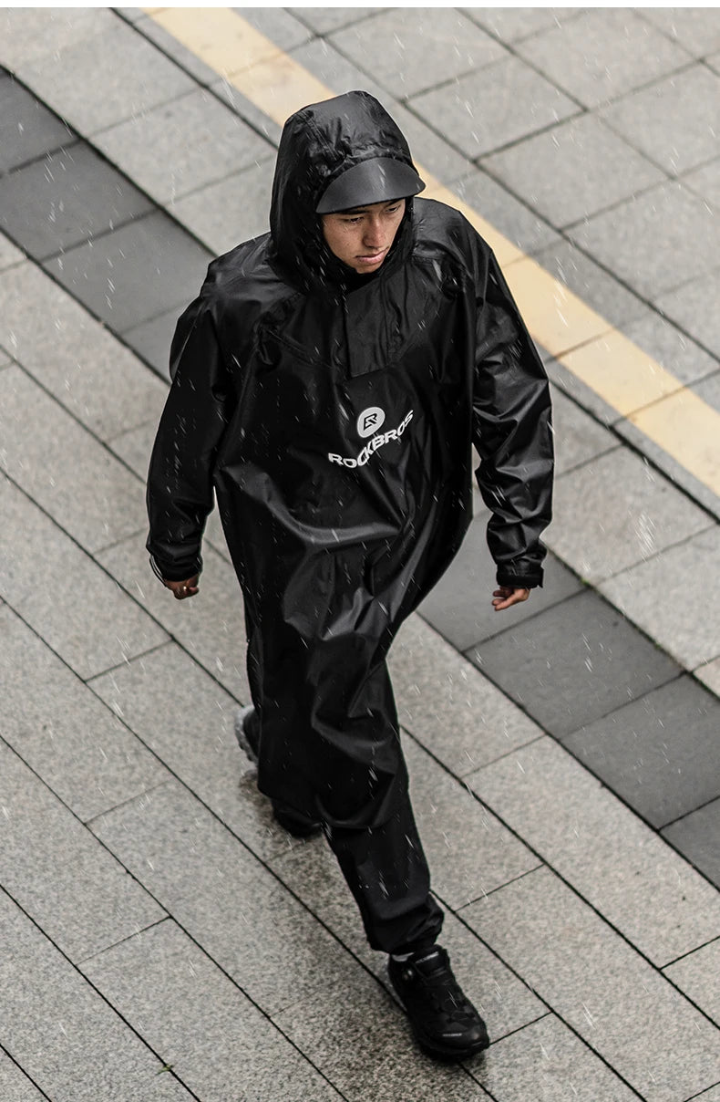 ROCKBROS Bicycle Raincoat Cycling Jacket Poncho Rainproof Hooded Coat Commute Rain Cape Electromobile Waterproof Windproof Cloak