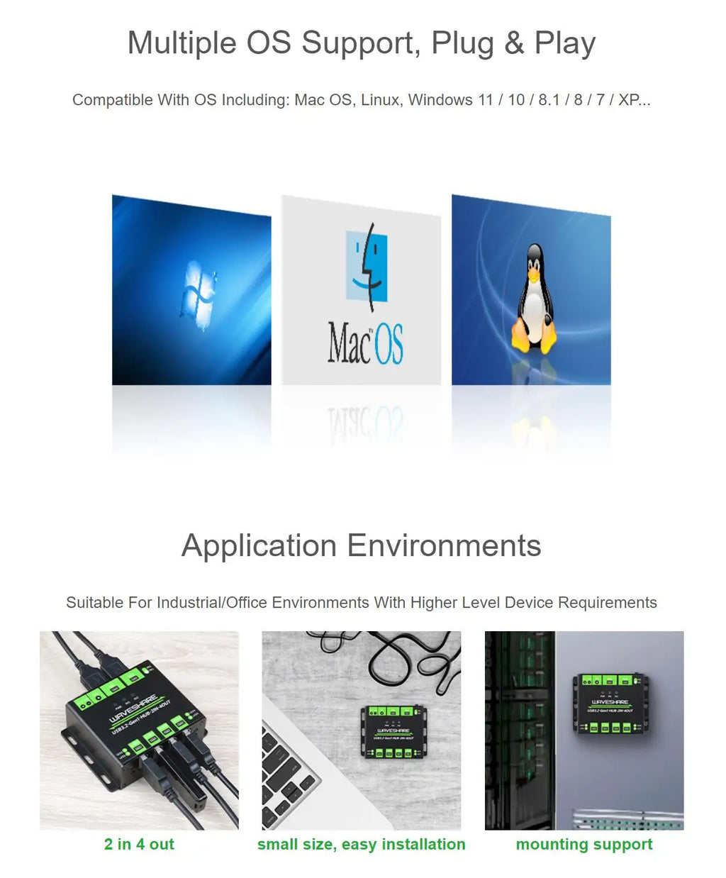 Industrial Grade USB HUB Extending 4* USB 3.2 Ports Switchable Dual Hosts Multi Protections
