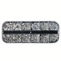 12 Grids Nail Rhinestones Mixed Size Clear Crystal AB Charms Flatback DIY Nail Art Decor