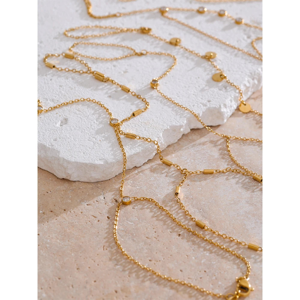 Yhpup Hot Style Zirconia Round Back of Hand Chain Finger Bracelet Bangle Stainless Steel Chic Fashion Jewelry Wholesale 2025 New