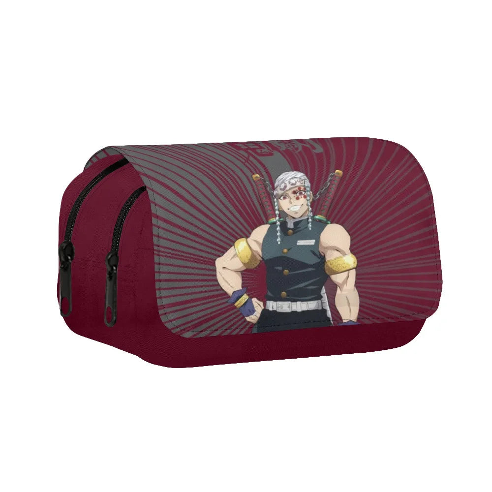 New Anime Peripheral Demon Slayer 3D School Backpack Lunch Bag Pencil Case 3-Piece Set Printed Holiday Gift for Students Gift
