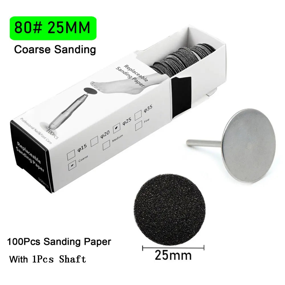 100Pcs Sandpaper With Metal Nozzle For Foot Files Dead Skin Callus Remove Tool Cuticle Pedicure Tool Sanding Paper Set