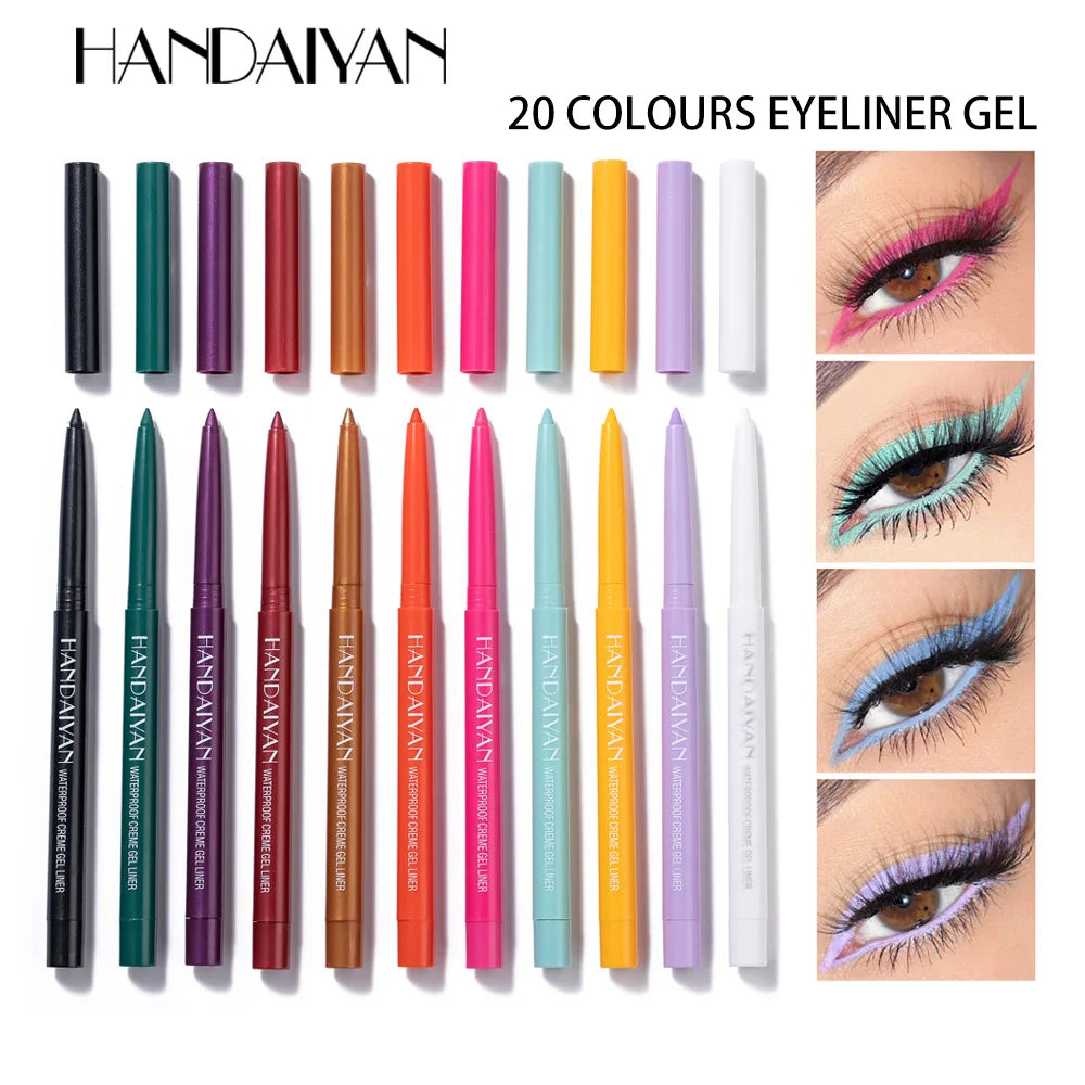 20 Colors Matte Eyeliner Gel Pencil Shine Purple Black Easy To Wear Colorful White Blue Eye Liner Pen Cream Makeup Cosmetics