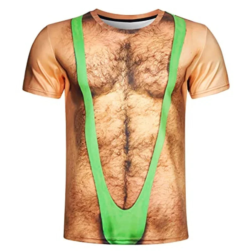 Men's 6-pack Abdominal Muscle T-shirt 3D Printed Short-sleeved Fitness Running Sports Casual Loose Short-sleeved Comfortable Shirt