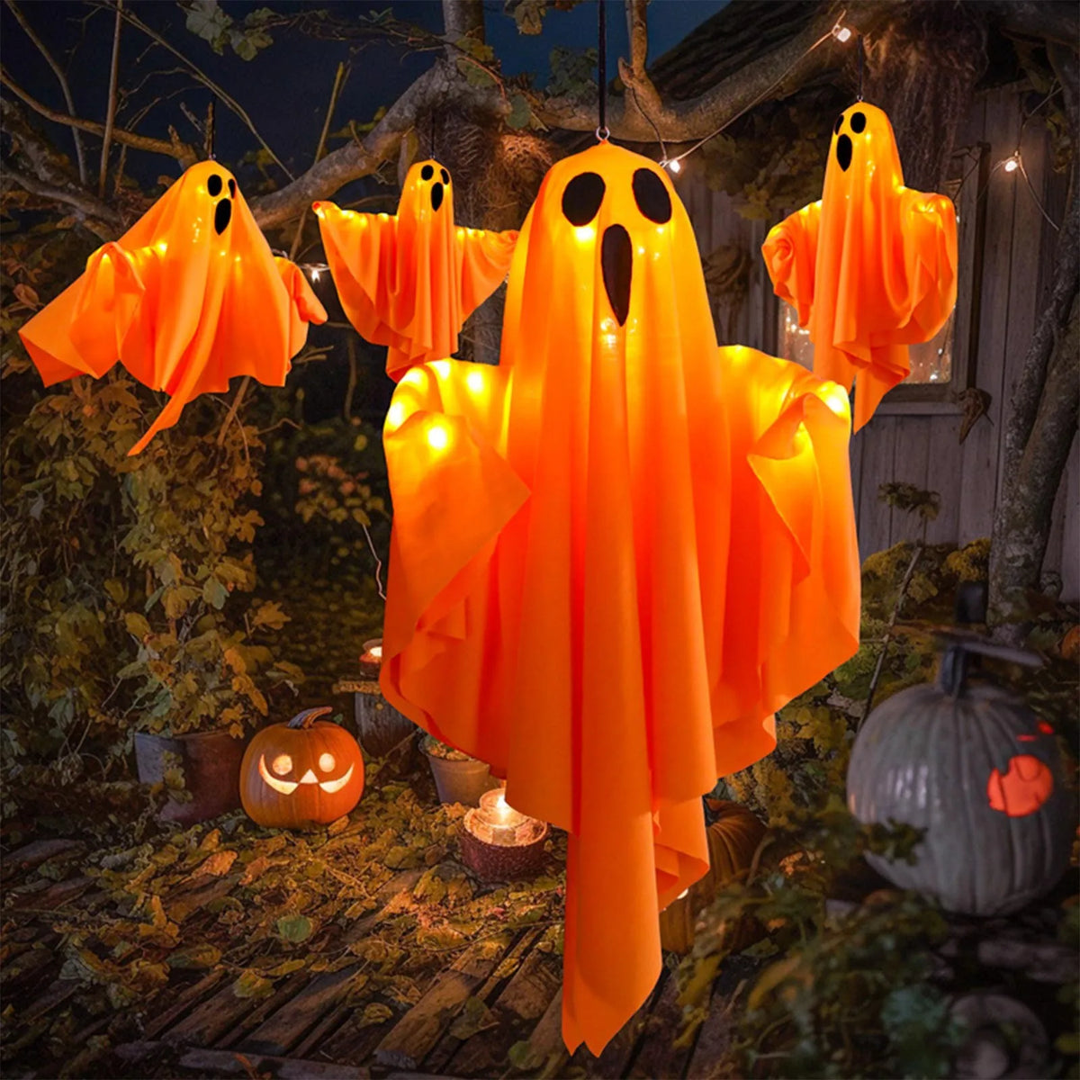 Halloween Ghost Hanging Decorations Halloween Hanging Light Up White Flying Ghosts Tree Window Wall Scary Ornament 2026