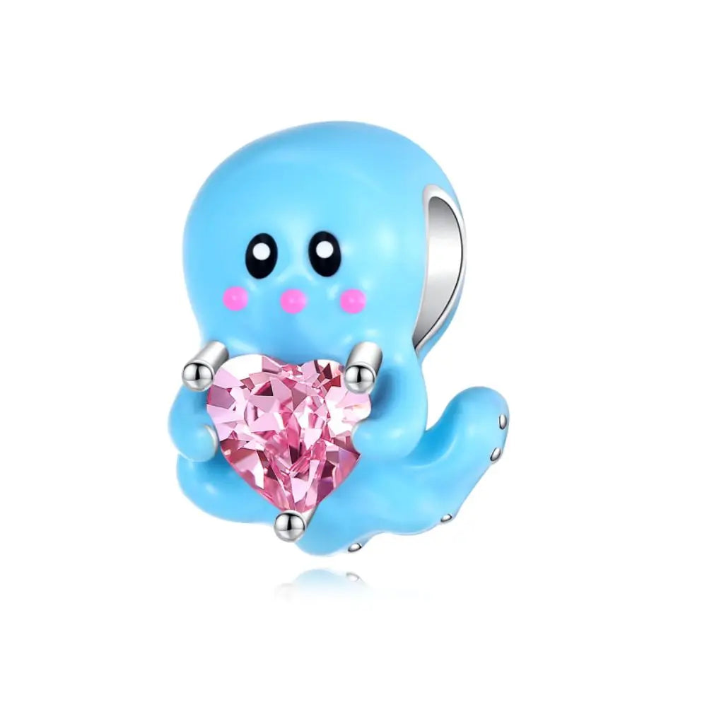 Exquisite 925 Sterling Silver Cute Dinosaur Turtle and Rabbit Couple Heart Charm Fit DIY Bracelet Necklace Casual Matching Gifts