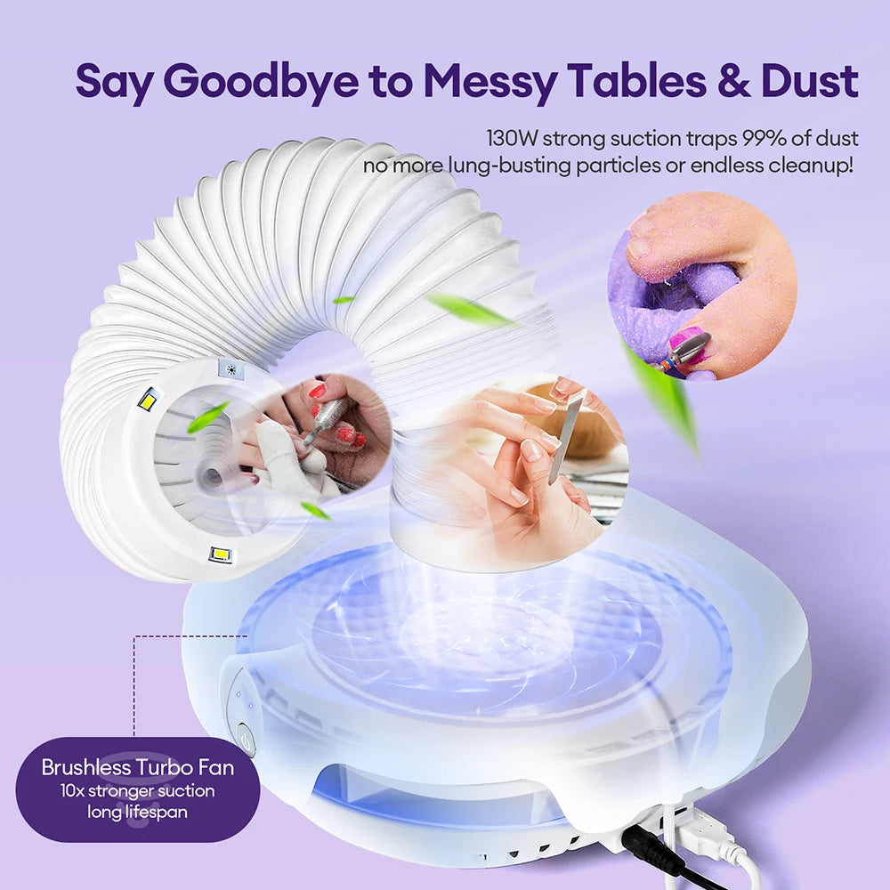 13000RPM Nail Dust Collector Vacuum Cleaner Manicure Machine Tools Strong Power Nail Art Tool Nail Vacuum Cleaner With Filter