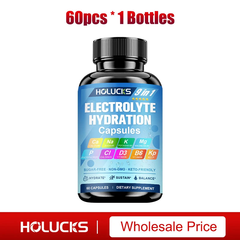 Electrolyte Hydration Capsules, Workout Recovery & Muscle Support, Energy Production, for Fluid Balance