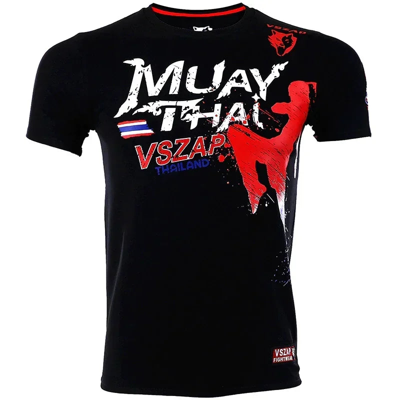 Men's Muay Thai casual T-shirt running sports short sleeved 3D printed short sleeved summer new breathable and comfortable T-shi