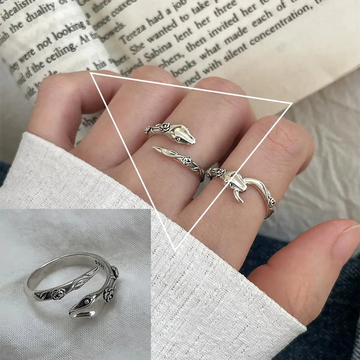 925 Sterling Silver Flower Geometry Ring For Women Girl Hollow Out Zircon Grace Wide Jewelry Gift Dropshipping
